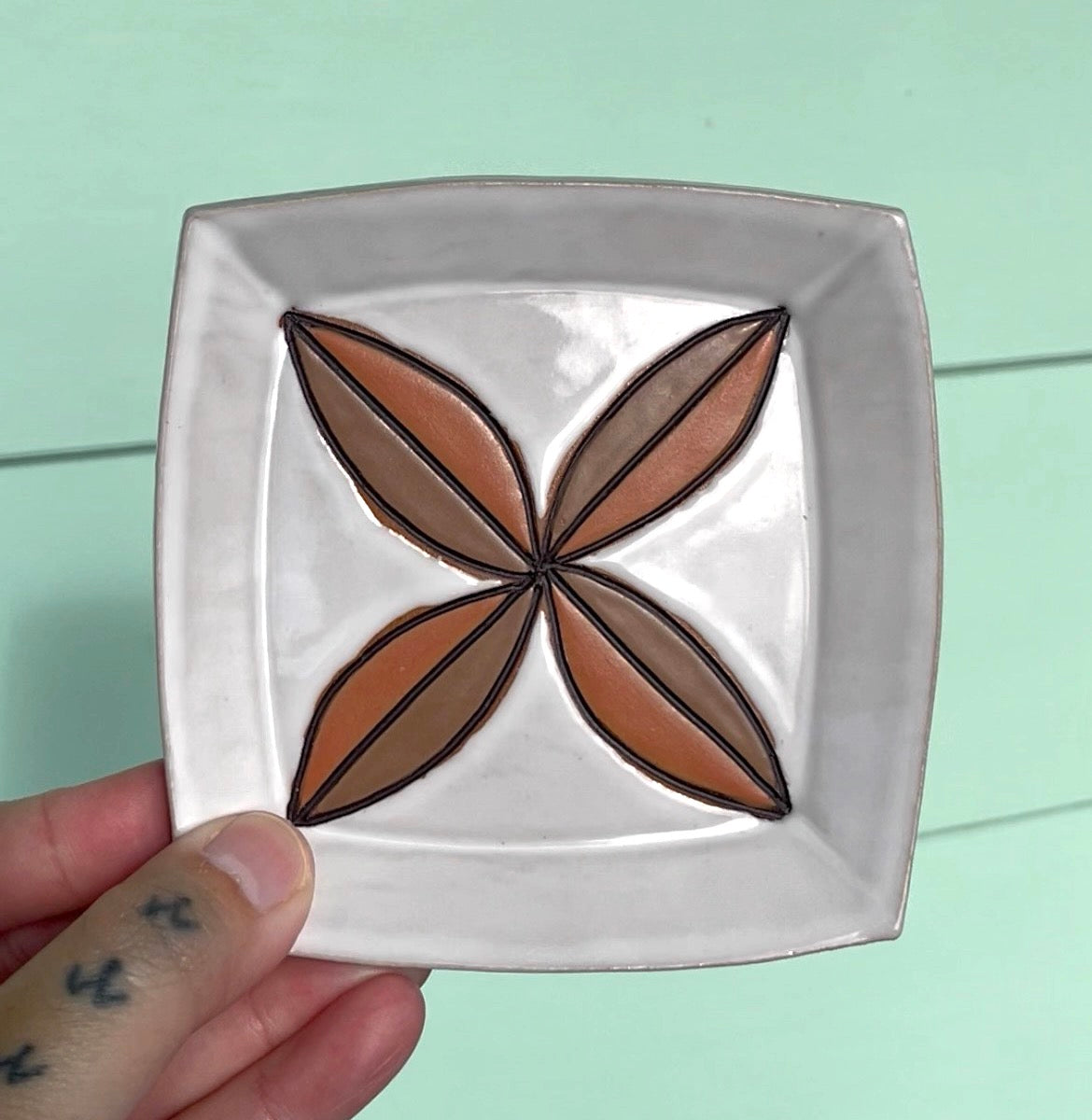 Hand Carved Ceramic Siapo Trinket Dish (220) by MASINA CREATIVE