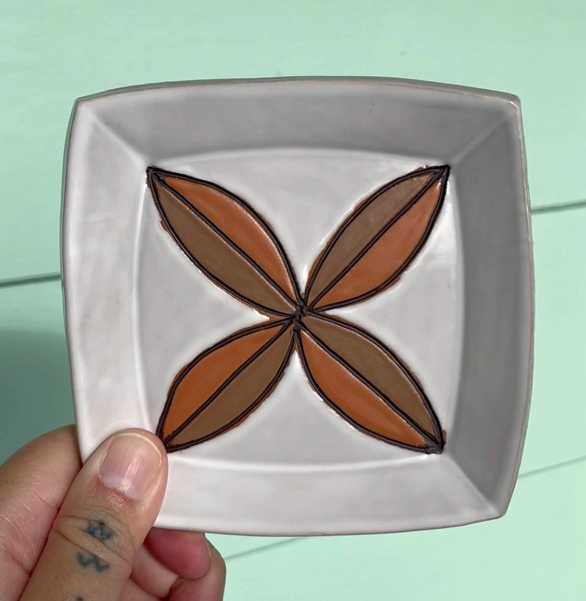 Hand Carved Ceramic Siapo Trinket Dish (223) by MASINA CREATIVE