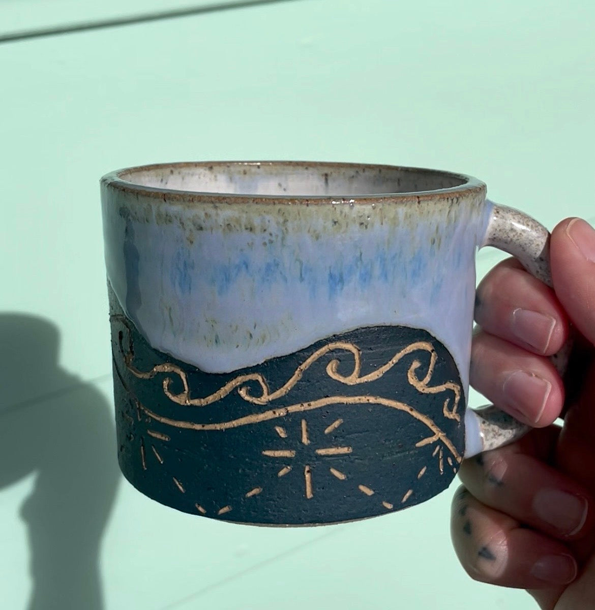Hand Carved Ceramic Galu Mug (224) by MASINA CREATIVE