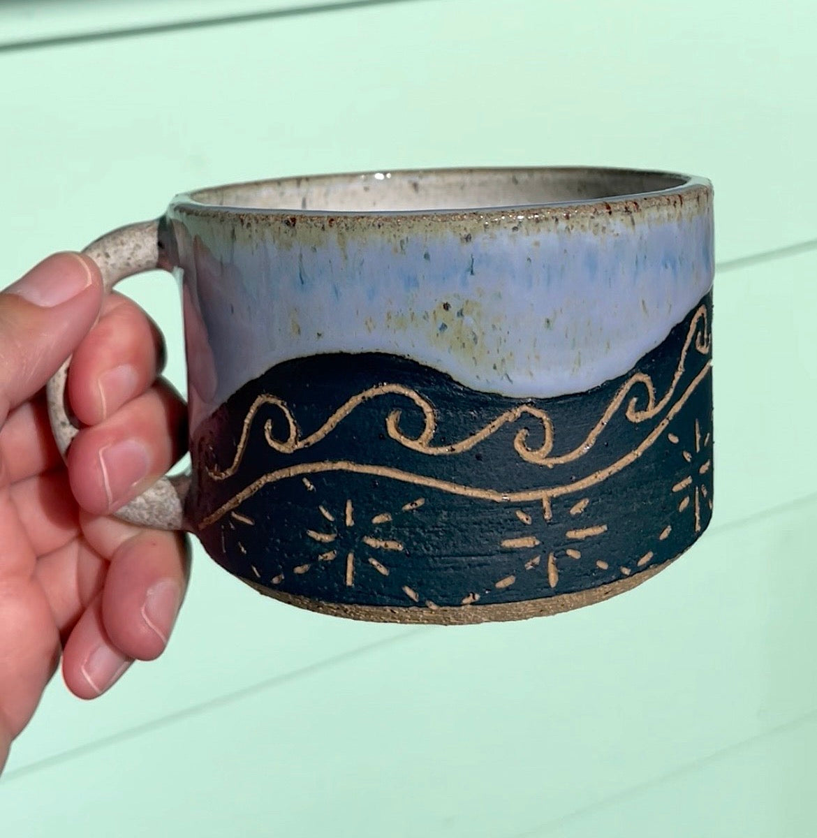 Hand Carved Ceramic Galu Mug (226) by MASINA CREATIVE