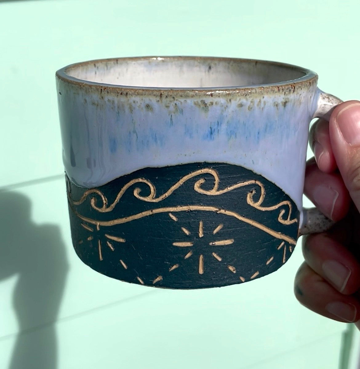 Hand Carved Ceramic Galu Mug (228) by MASINA CREATIVE