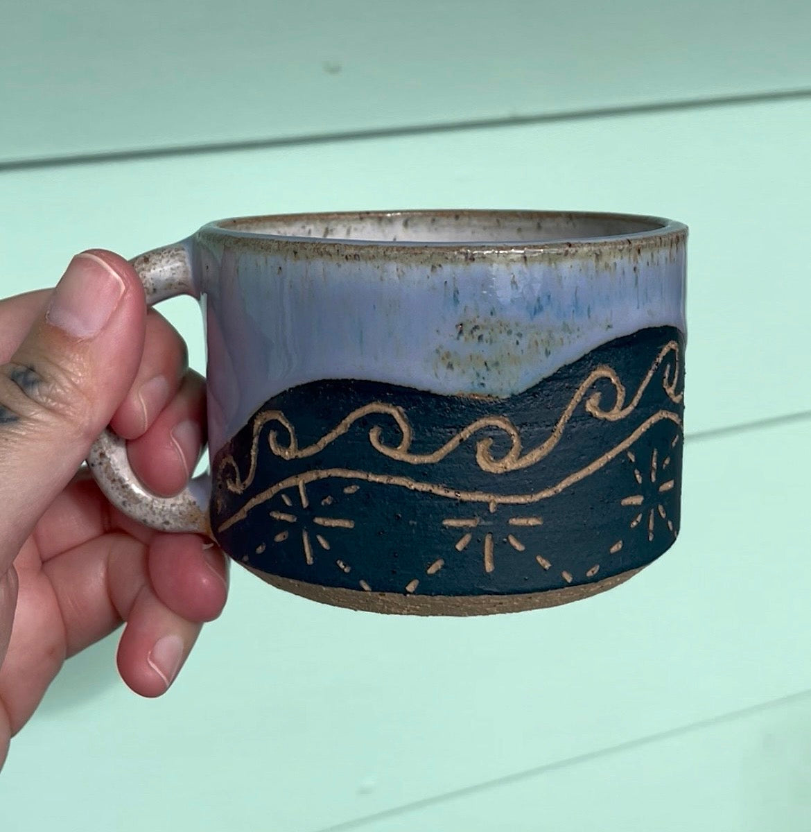 Hand Carved Ceramic Galu Mug (229) by MASINA CREATIVE