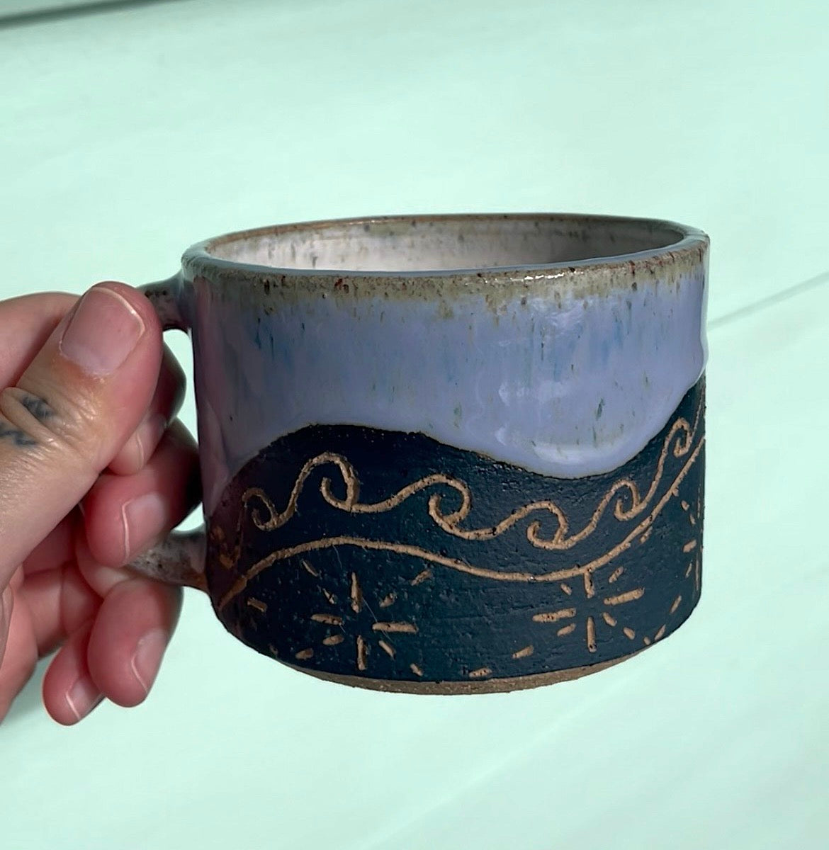 Hand Carved Ceramic Galu Mug (230) by MASINA CREATIVE