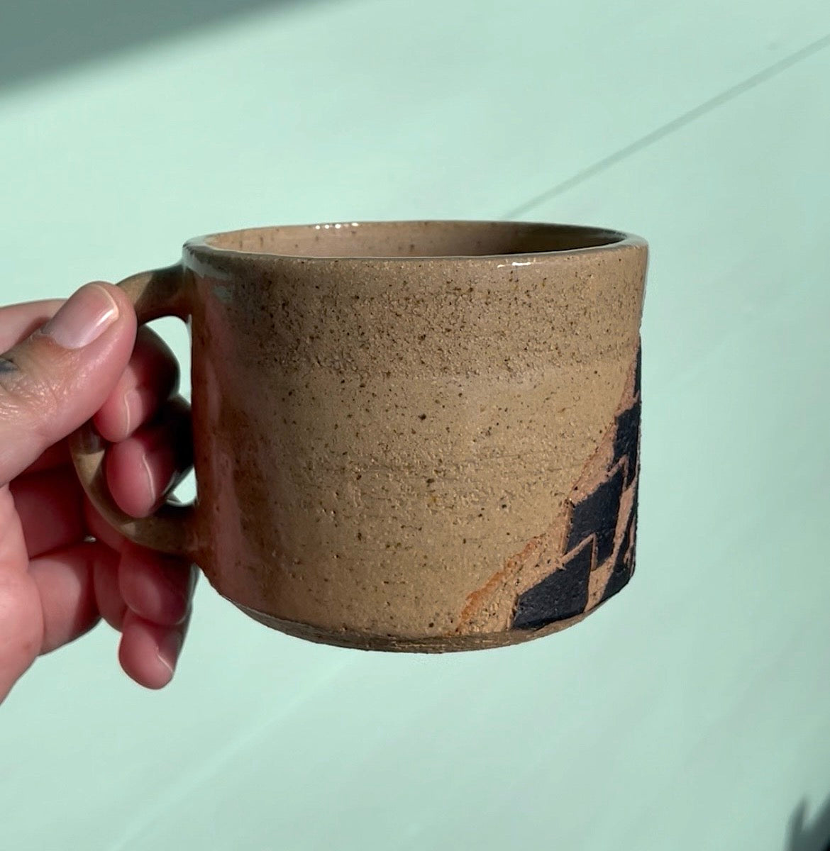 Hand Carved Ceramic Tatau Mug Brown (248) by MASINA CREATIVE