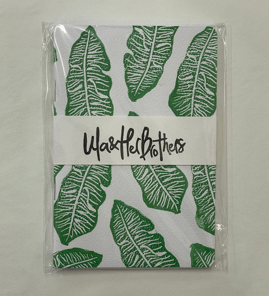 Banana Leaf A6 Handmade & Handprinted Lined Notebook by Ula&HerBrothers