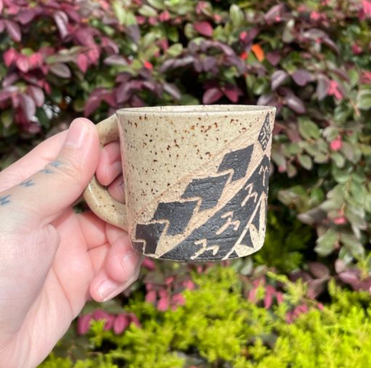 Hand Carved Ceramic Tatau Espresso Mug (66) - 160ml by MASINA CREATIVE