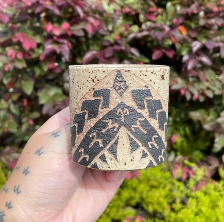 Hand Carved Ceramic Tatau Espresso Mug (67) - 150ml by MASINA CREATIVE