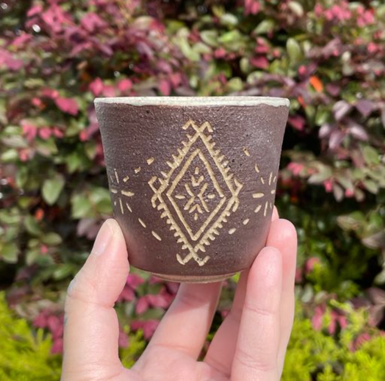 Hand Carved Ceramic Malu Cup (69) - 180ml by MASINA CREATIVE