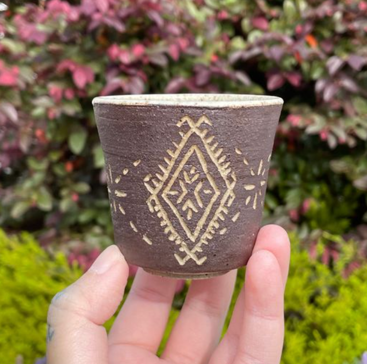Hand Carved Ceramic Malu Cup (70) - 120ml by MASINA CREATIVE
