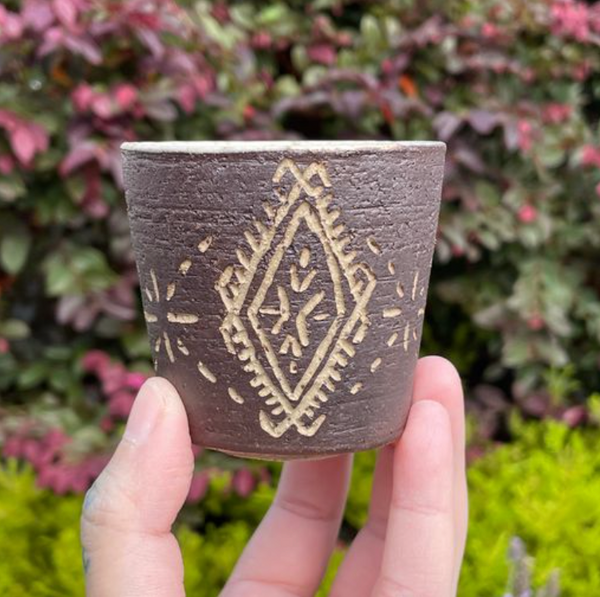Hand Carved Ceramic Malu Mug (72) - 150ml by MASINA CREATIVE
