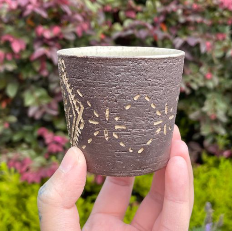 Hand Carved Ceramic Malu Mug (72) - 150ml by MASINA CREATIVE