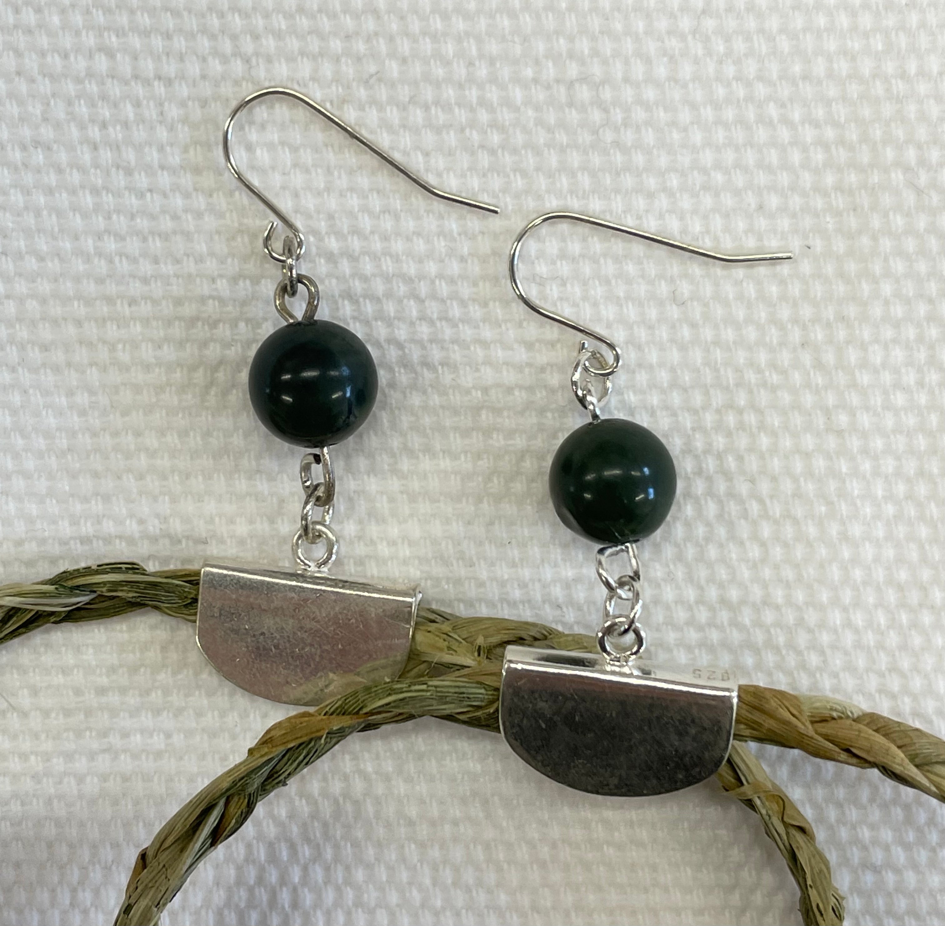 Pounamu Ahi Hoops, silver plated hooks by Ahi Raranga