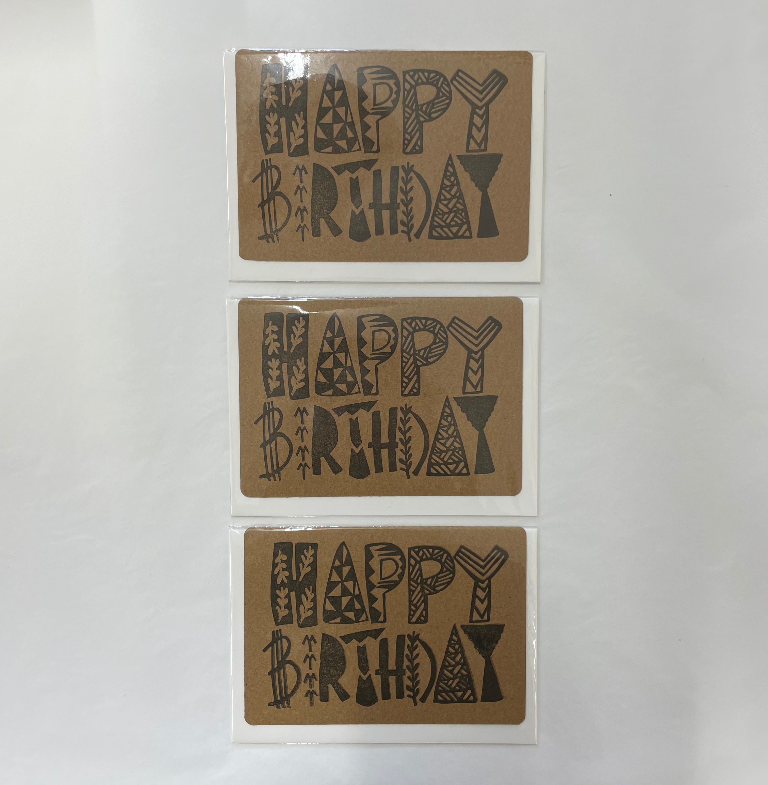 Happy Birthday Handmade & Handprinted Card by Ula&HerBrothers