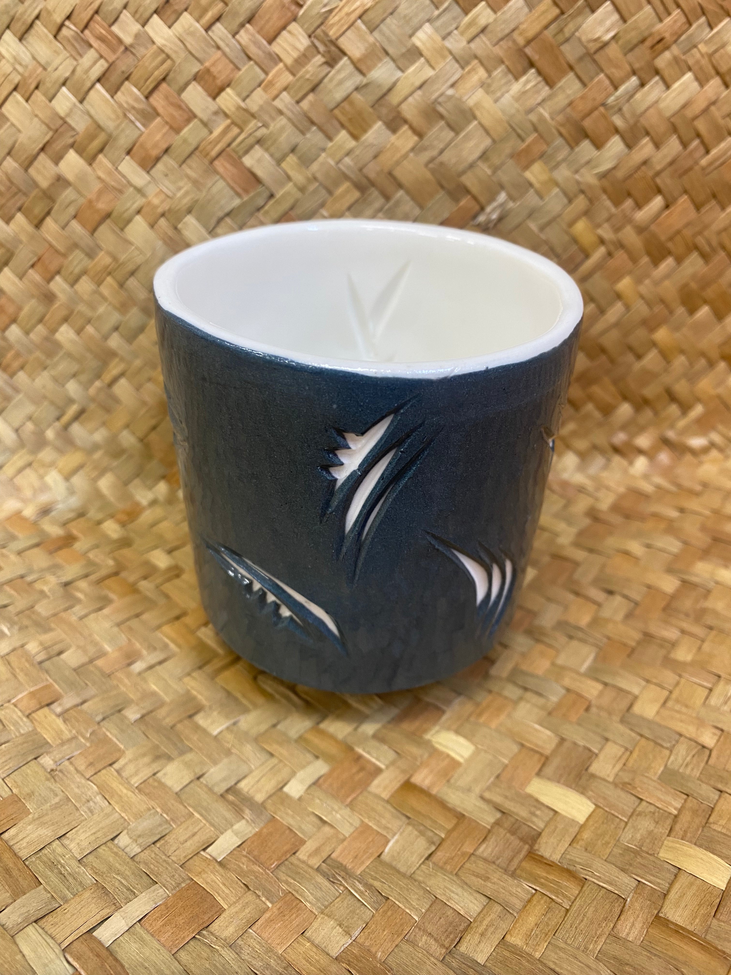 Grey Carved Ipu - Large cup by Form & Function Ceramics