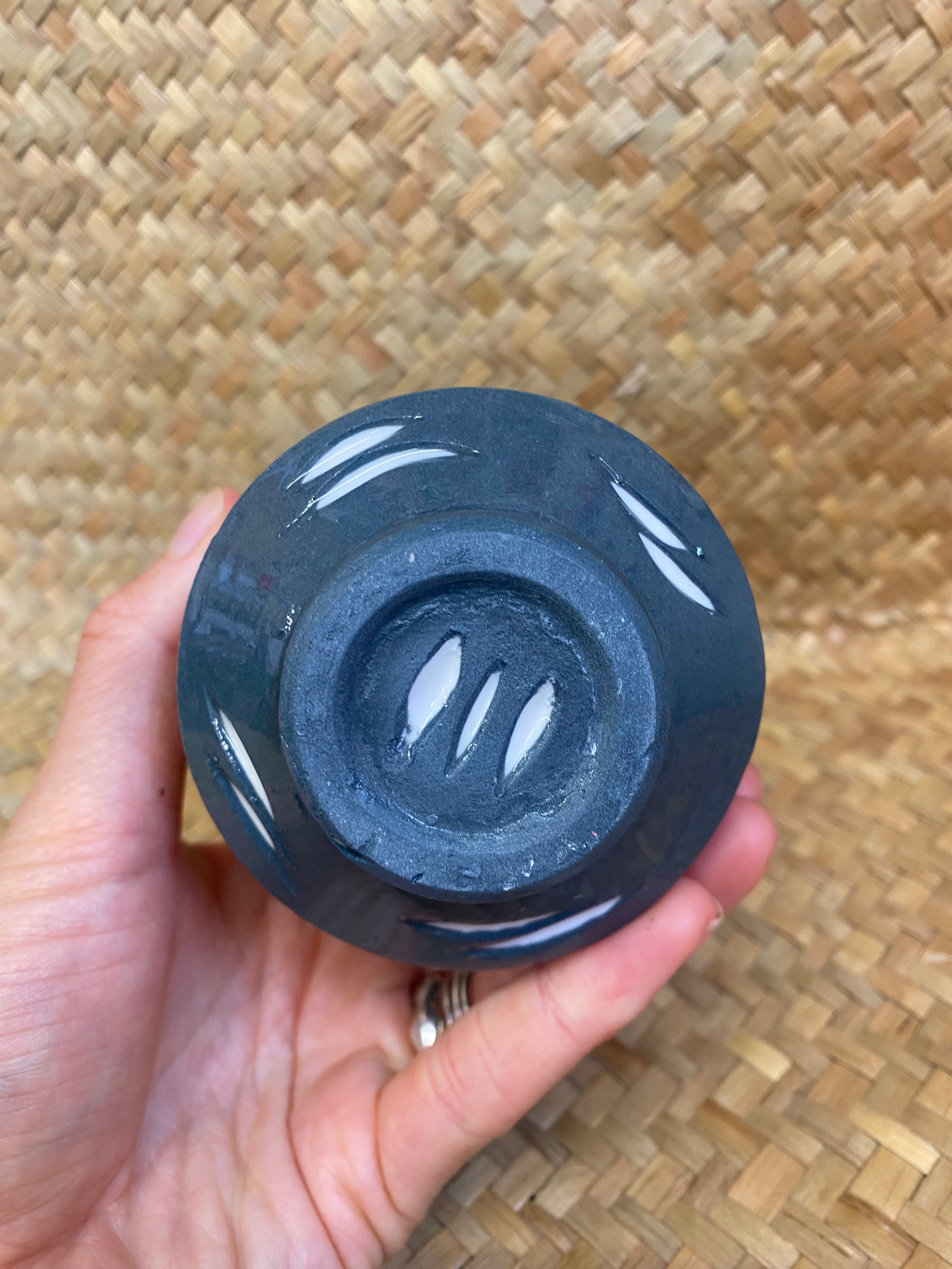 Grey Carved Ipu - Large cup by Form & Function Ceramics