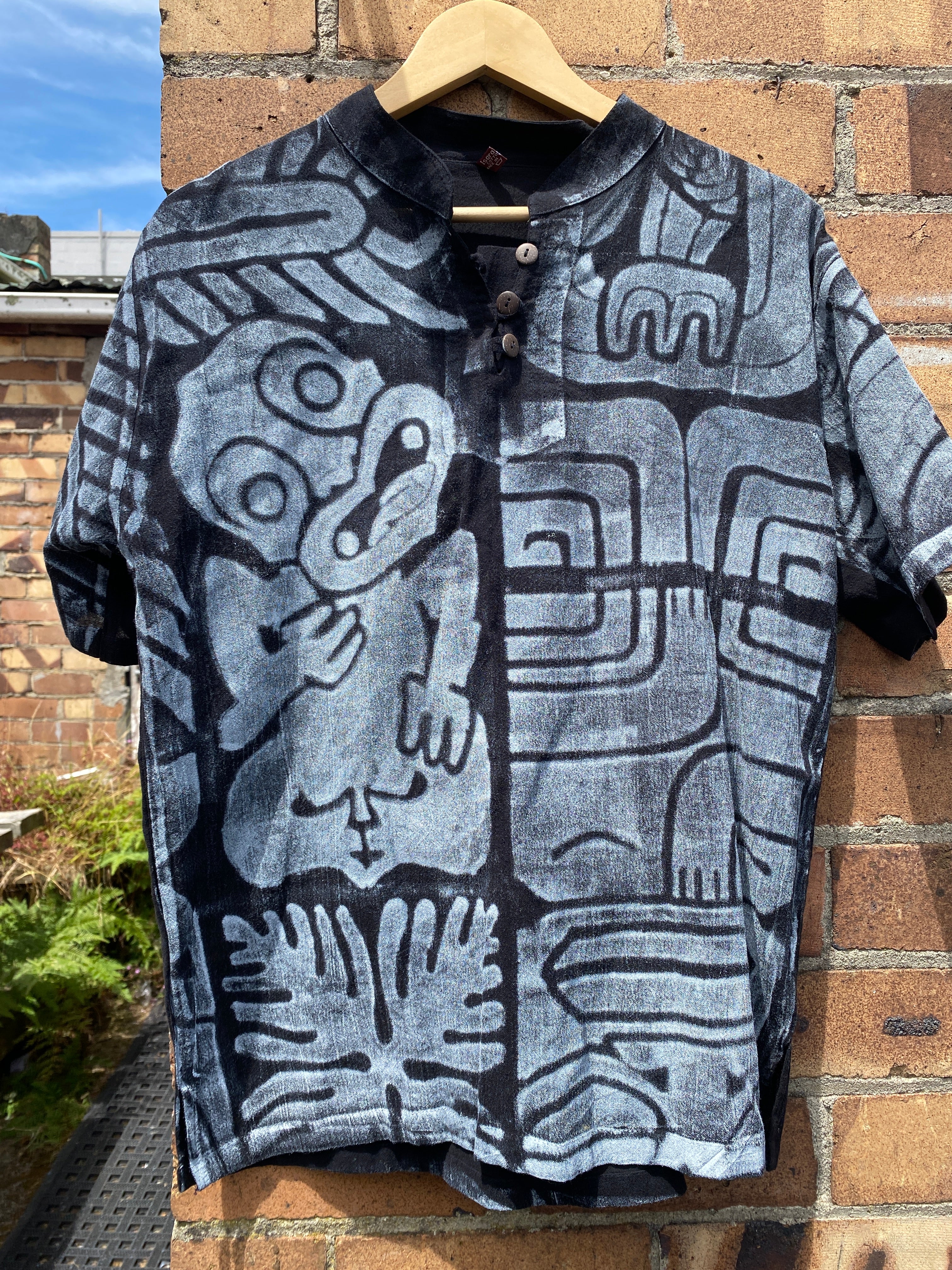 Hand-printed Black Adult Shirt by Numa Mackenzie