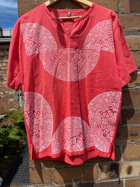 Hand-printed Coral Adult Shirt by Numa Mackenzie