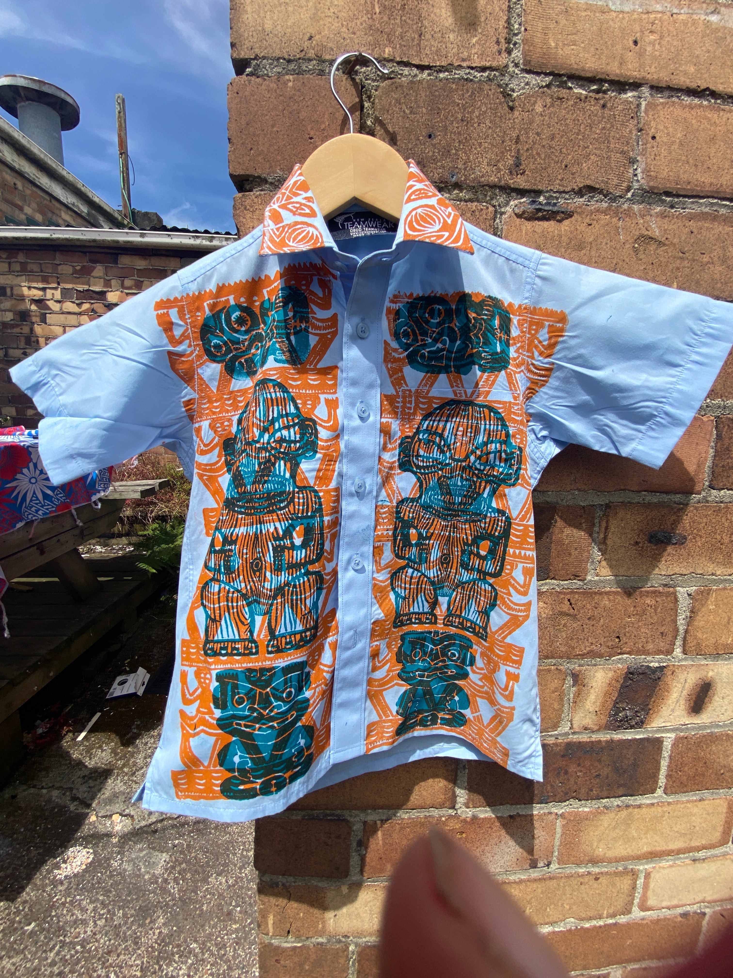 Hand-printed Shirt - Tamariki Size 4 by Numa Mackenzie