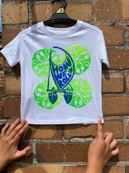 Hand-printed T-Shirt Tamariki Size 2 by Numa Mackenzie