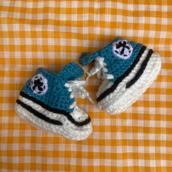 Booties (Teal) Crocheted by Lizzie Luamanu