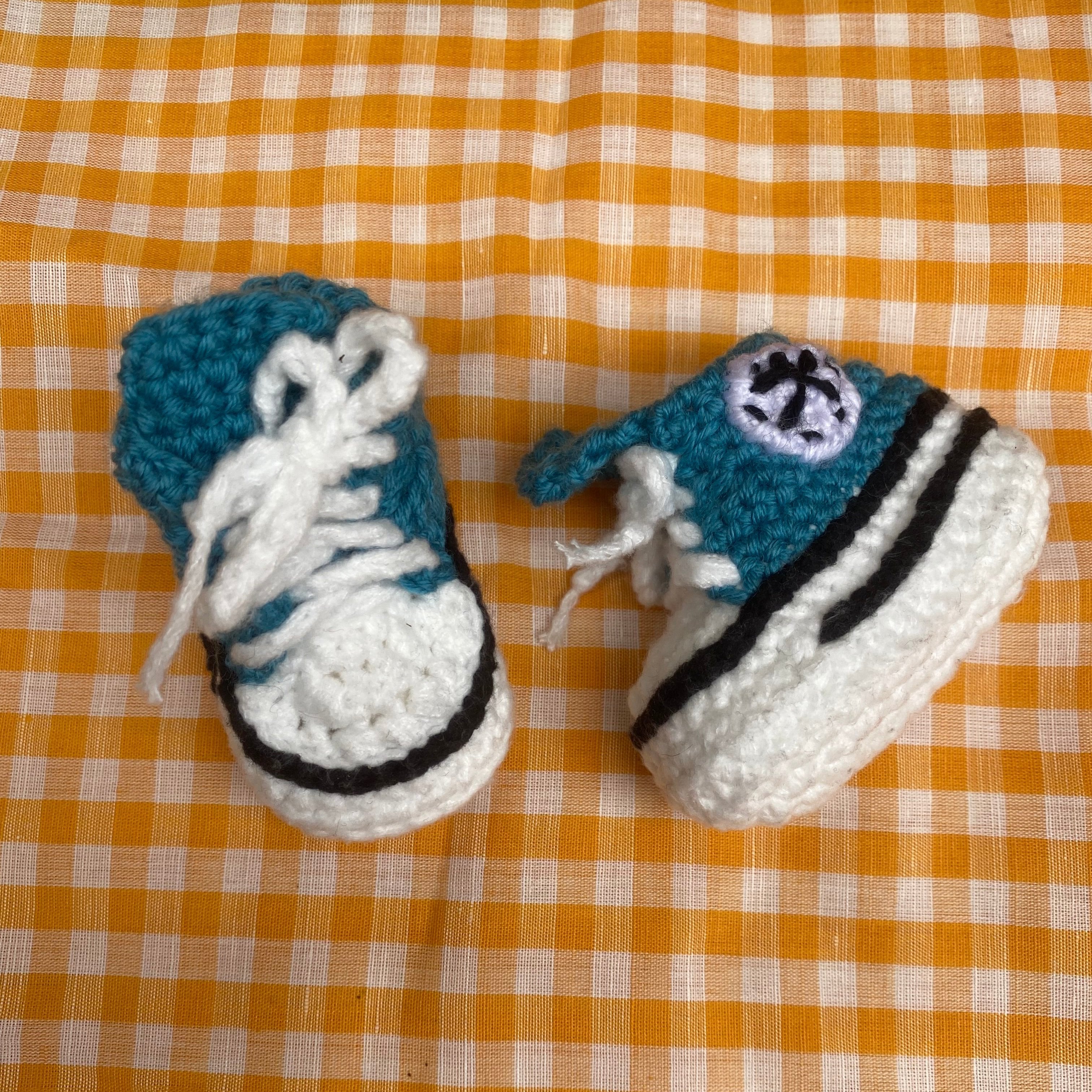 Booties (Teal) Crocheted by Lizzie Luamanu