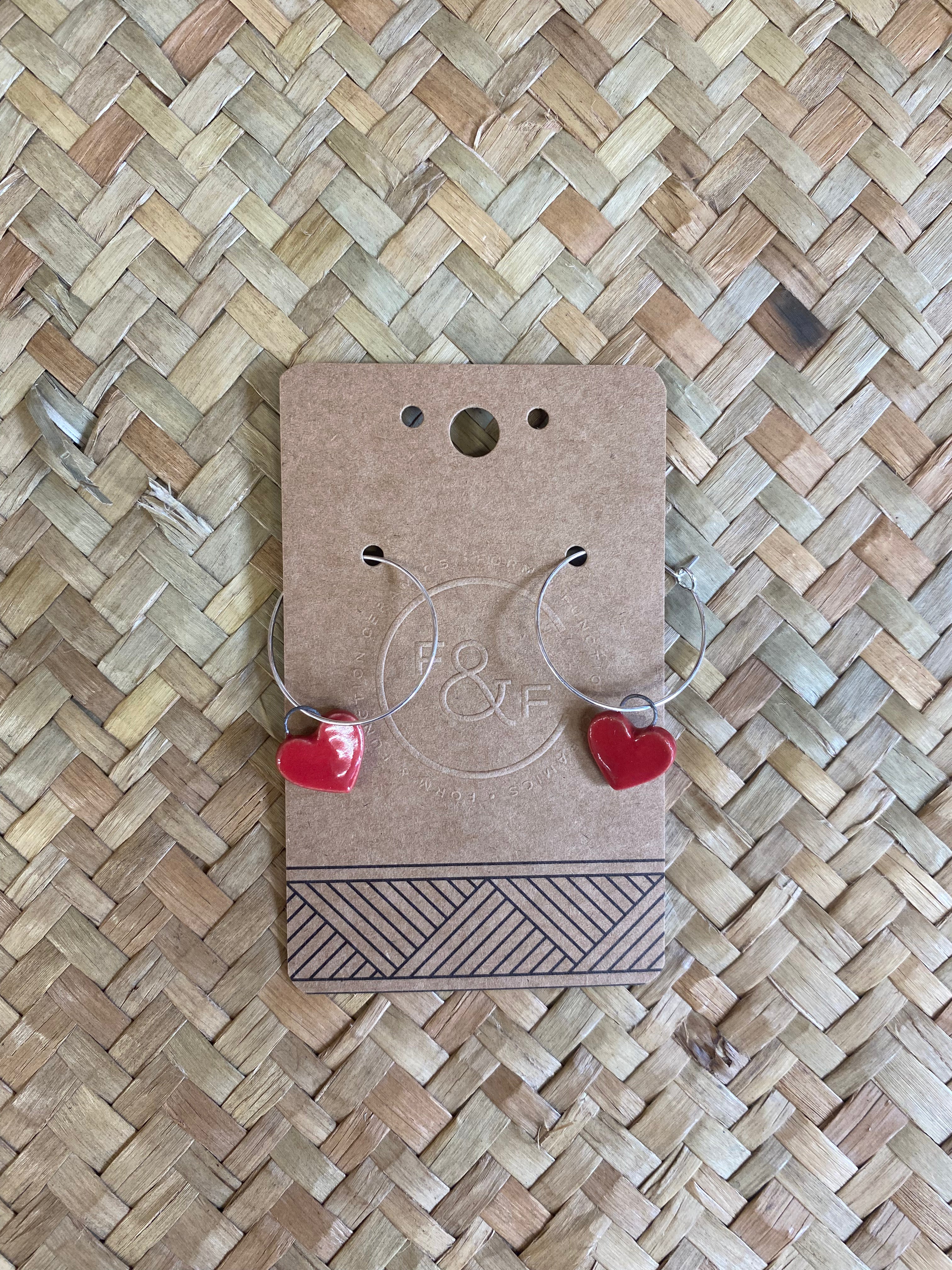 Moana Heart Hoop Ceramic Earrings by Form & Function Ceramics