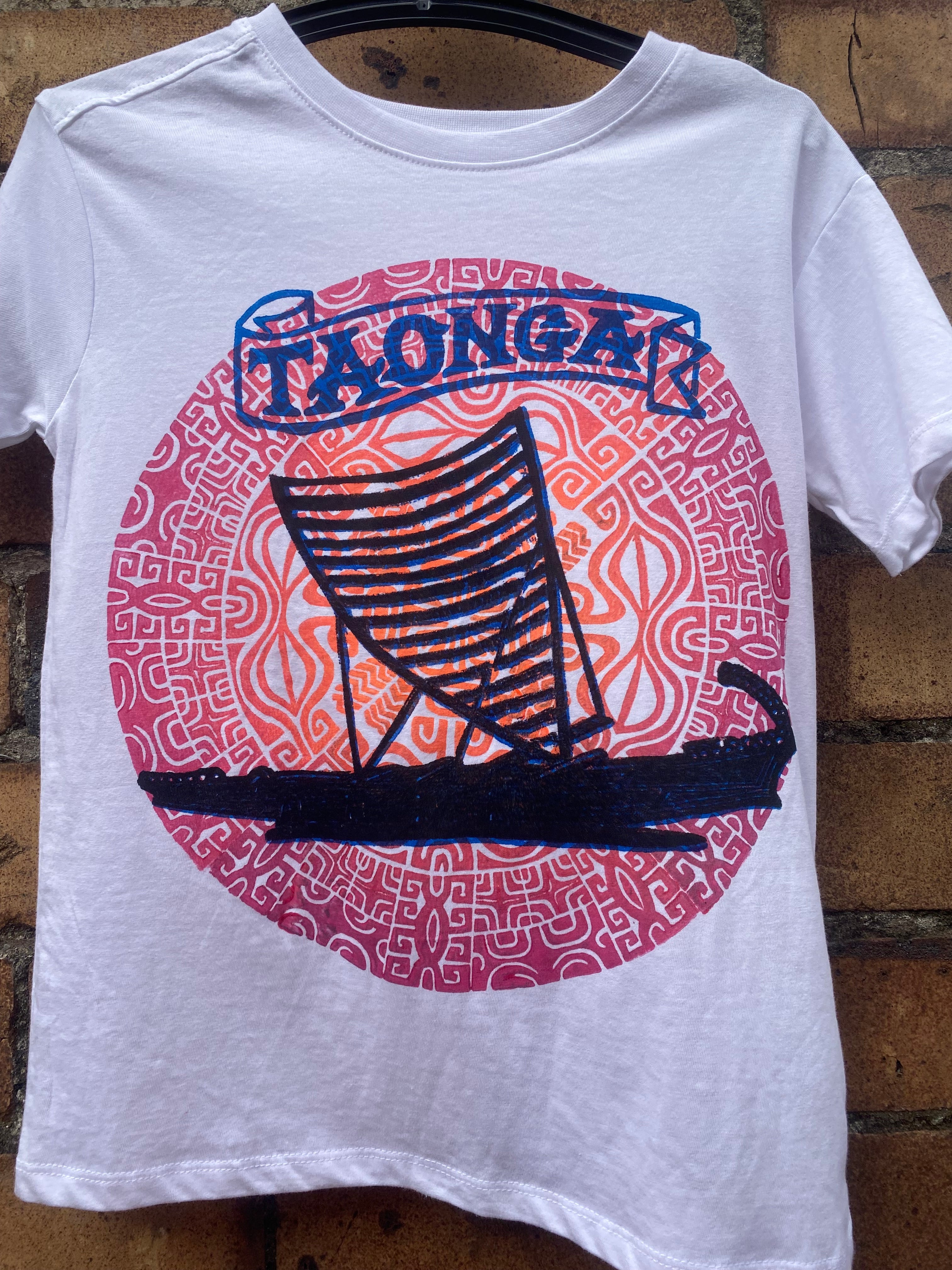 Hand-printed T-Shirt Tamariki Size 8 by Numa Mackenzie