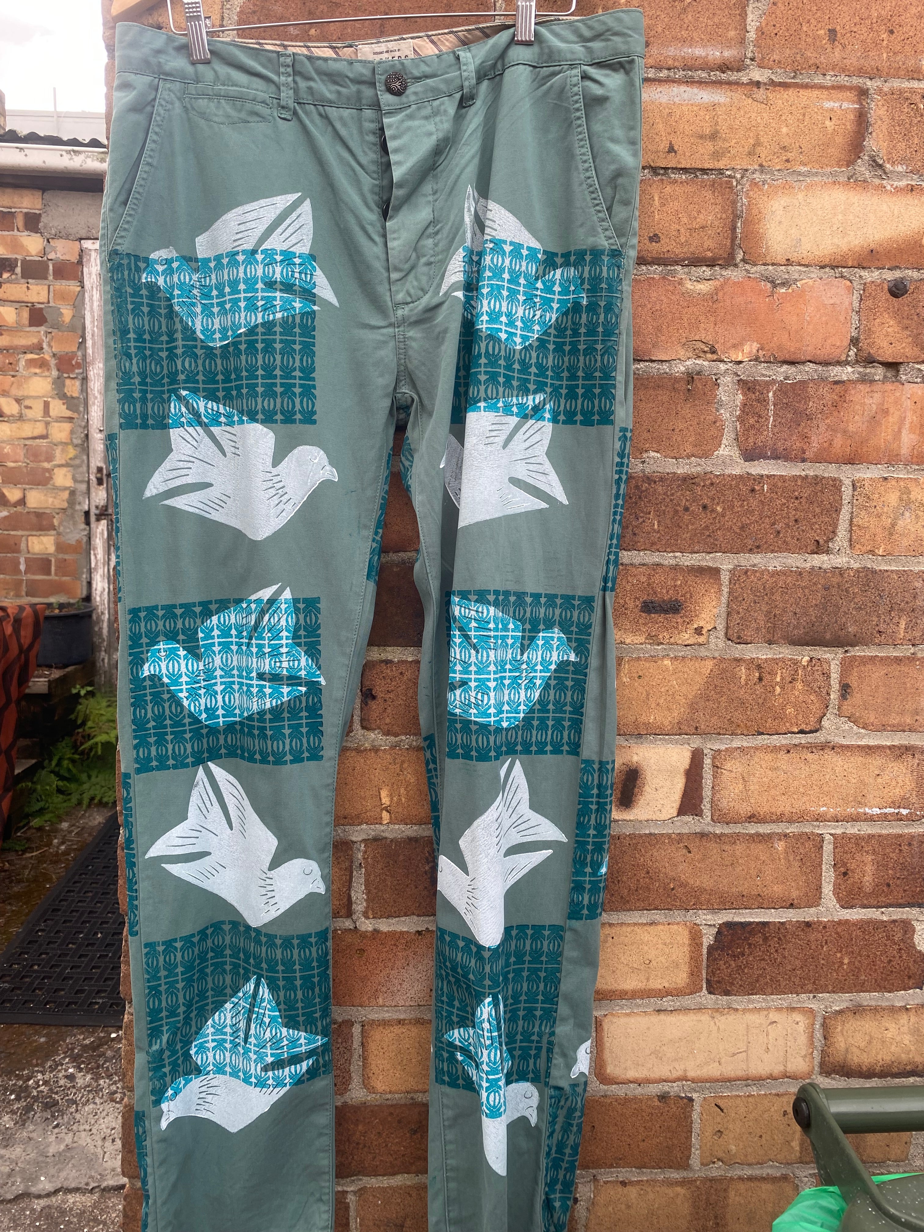 Hand-printed Pants (Green) by Numa Mackenzie