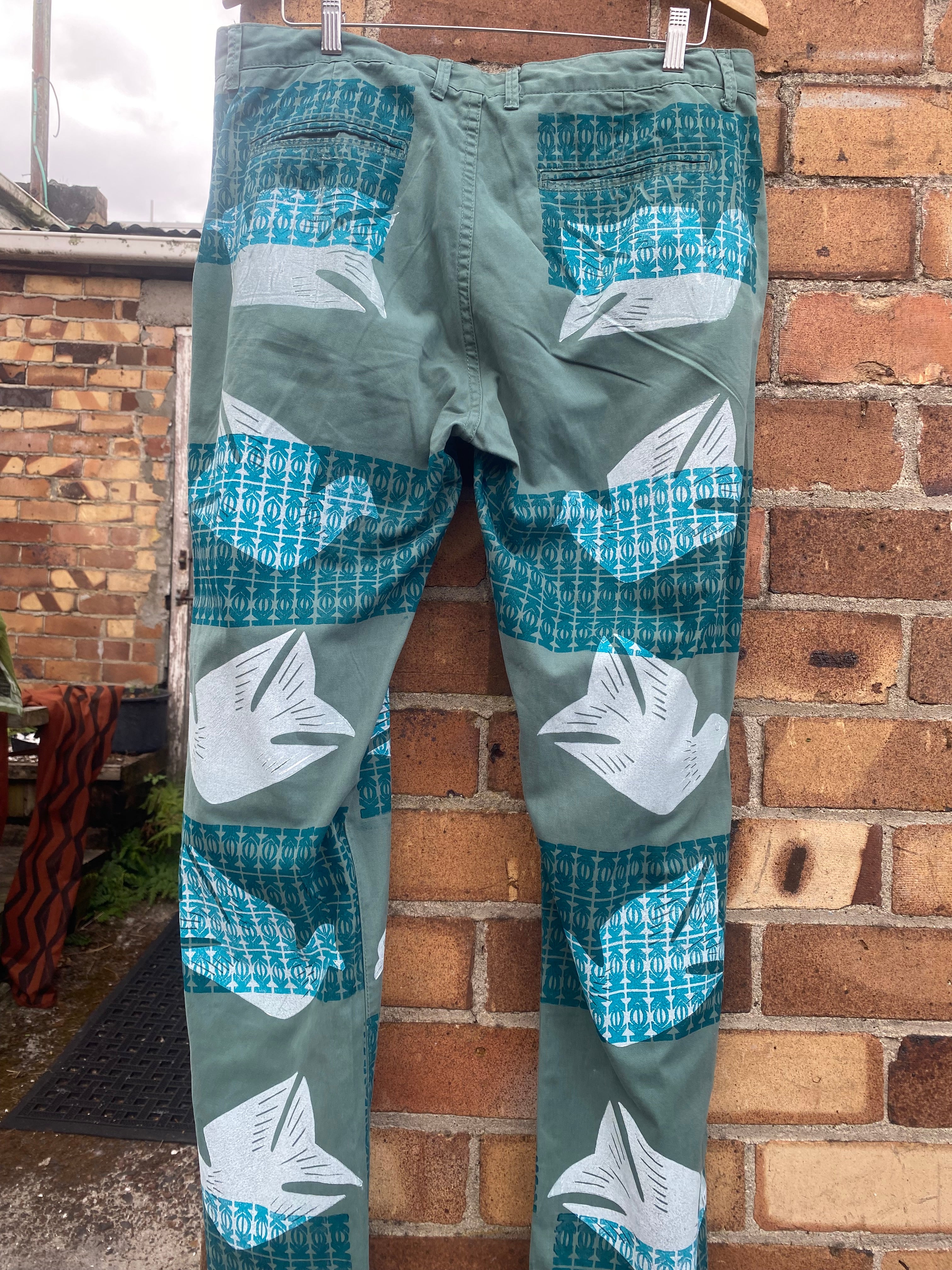 Hand-printed Pants (Green) by Numa Mackenzie