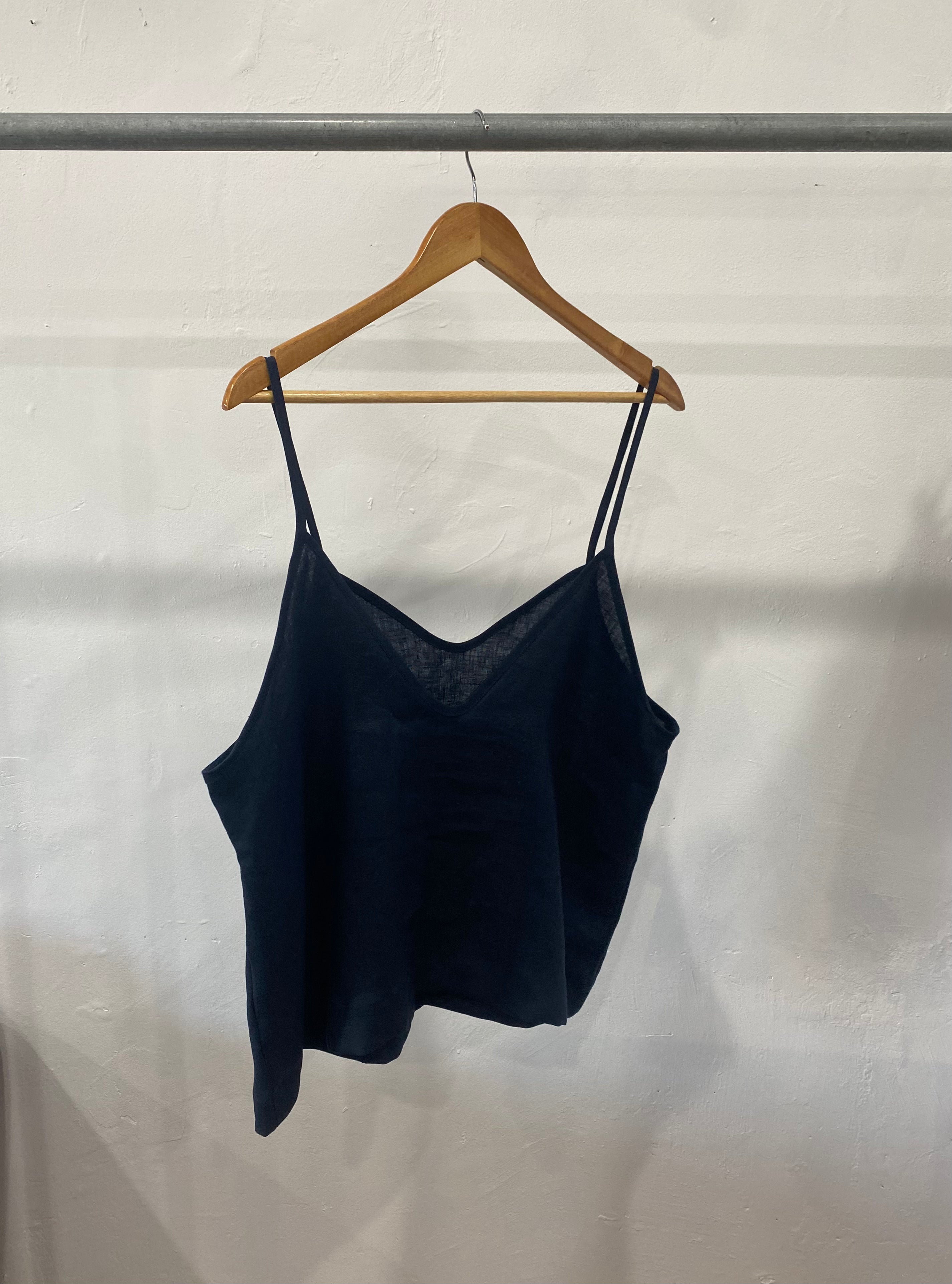 Jaq Cami in Navy Linen by Papa Clothing