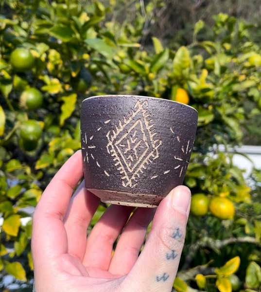 Hand Carved Ceramic Malu Cup (83) - by MASINA CREATIVE