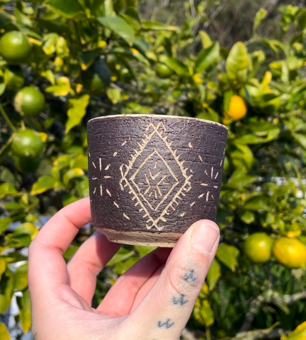 Hand Carved Ceramic Malu Cup (85) - by MASINA CREATIVE