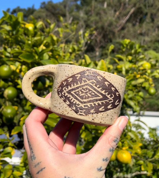 Hand Carved Ceramic Malu Mug (79) - 210ml by MASINA CREATIVE
