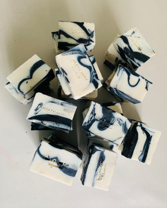 Handmade Charcoal Coconut Swirl Soap, Kula Palms