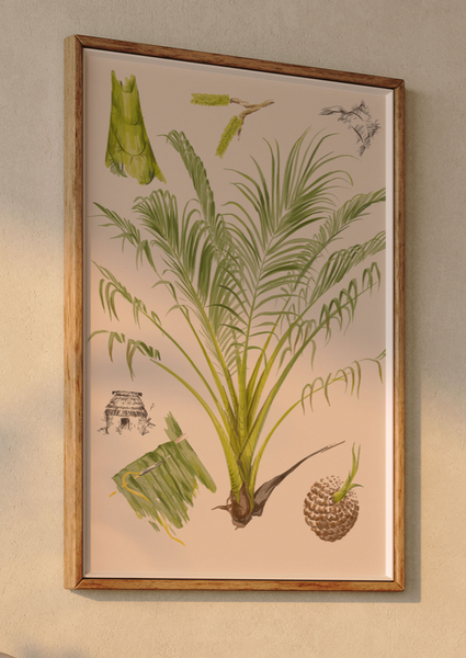 Senikau ni Viti - Soga palm print by Elsie Andrewes / Studio Kiin (A2, Unframed Print)