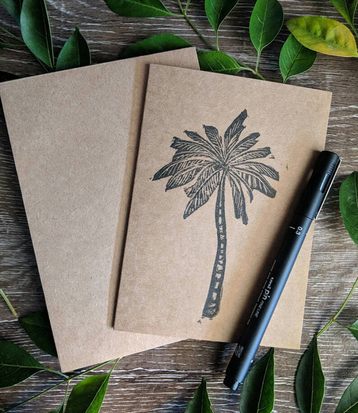 Palm Tree Handmade & Handprinted Card by Ula&HerBrothers