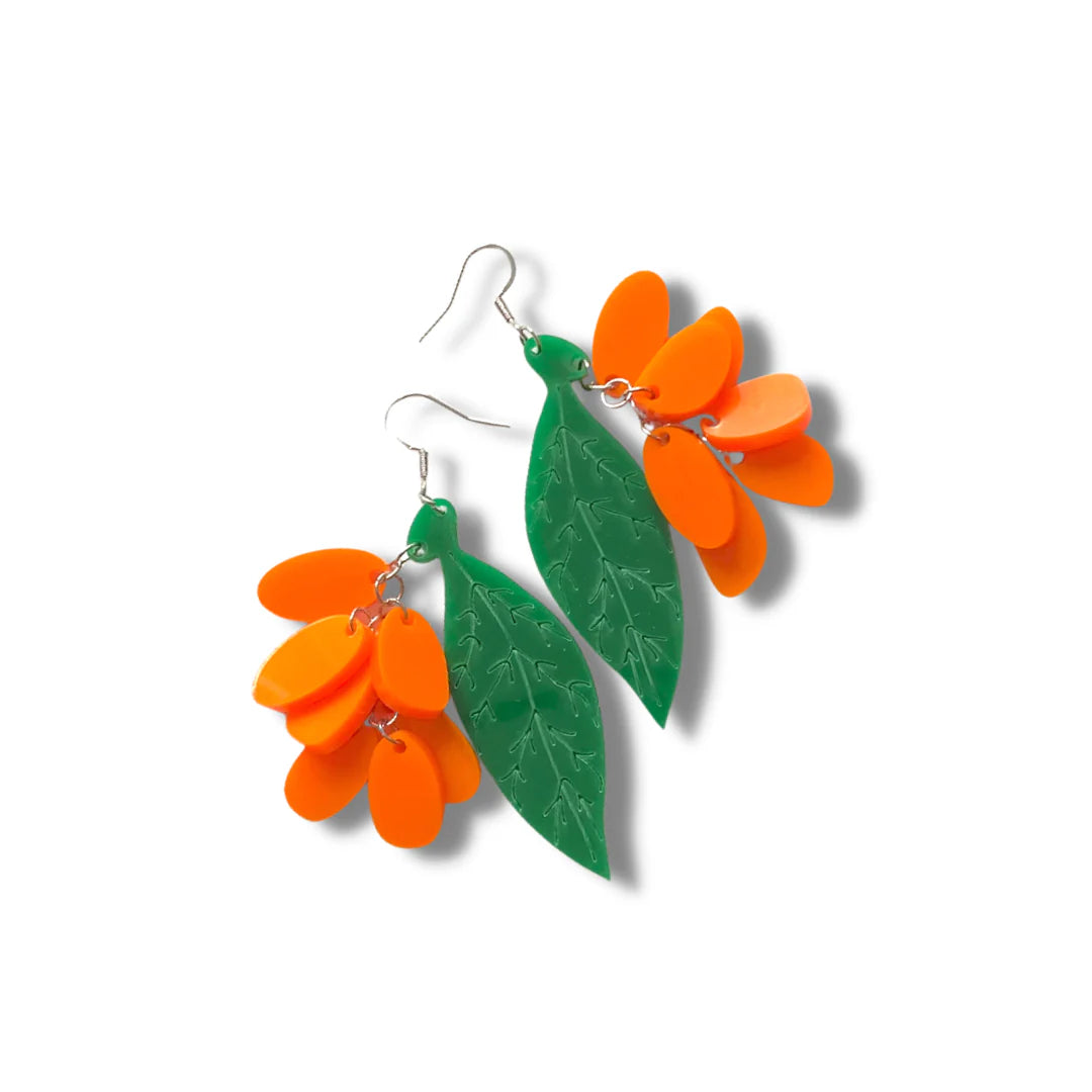 Karaka - Orange Berry Earrings by Taonga Puāwai