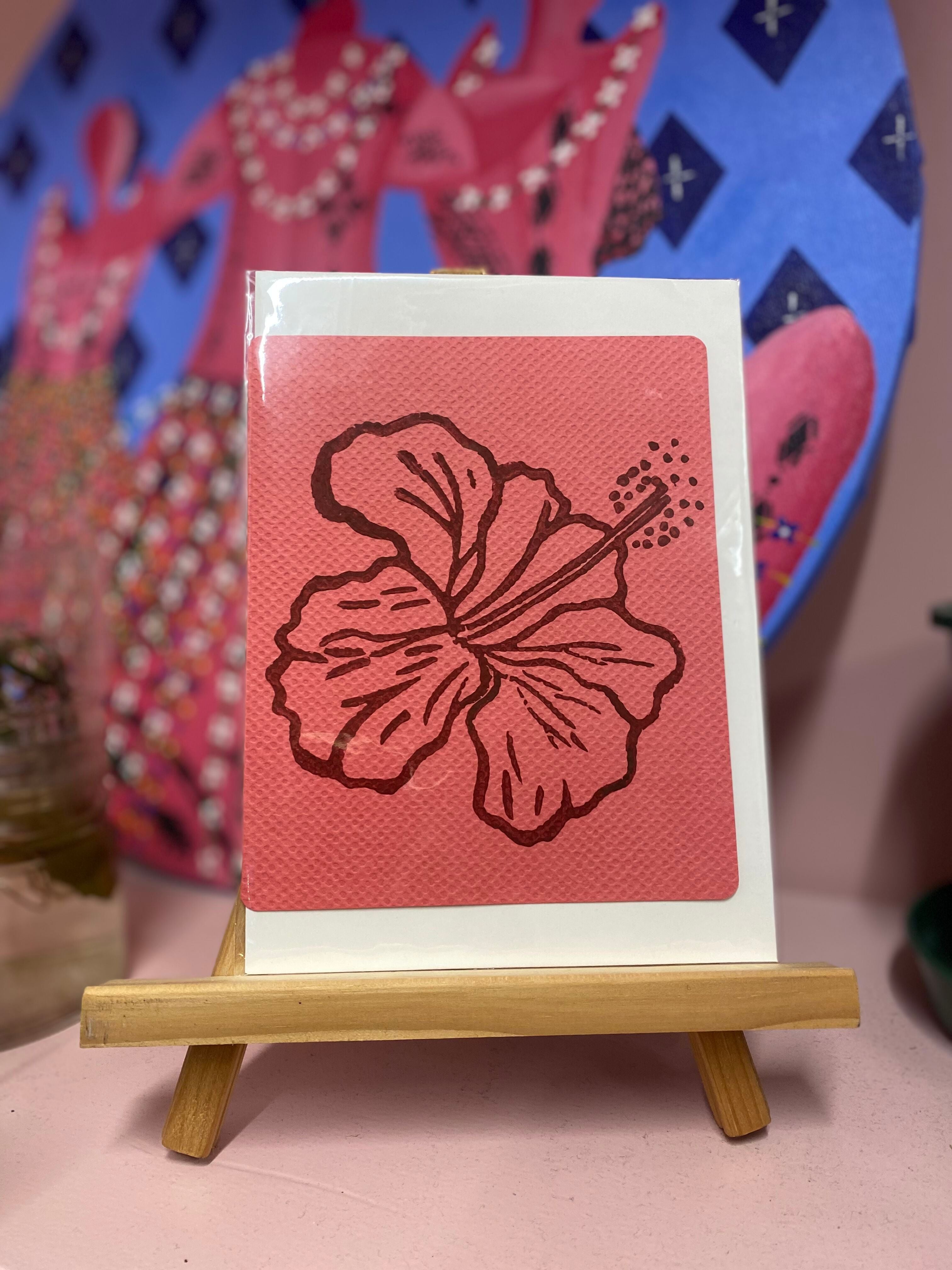 Hibiscus Handmade & Handprinted Limited Edition Card by Ula&HerBrothers