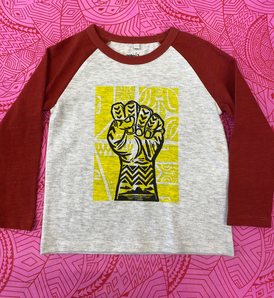 Hand-printed Long Sleeve T-Shirt (Tamariki) Size 3 by Numa Mackenzie
