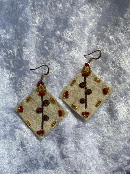 Red Berries Hiapo Earrings by Cora-Allan