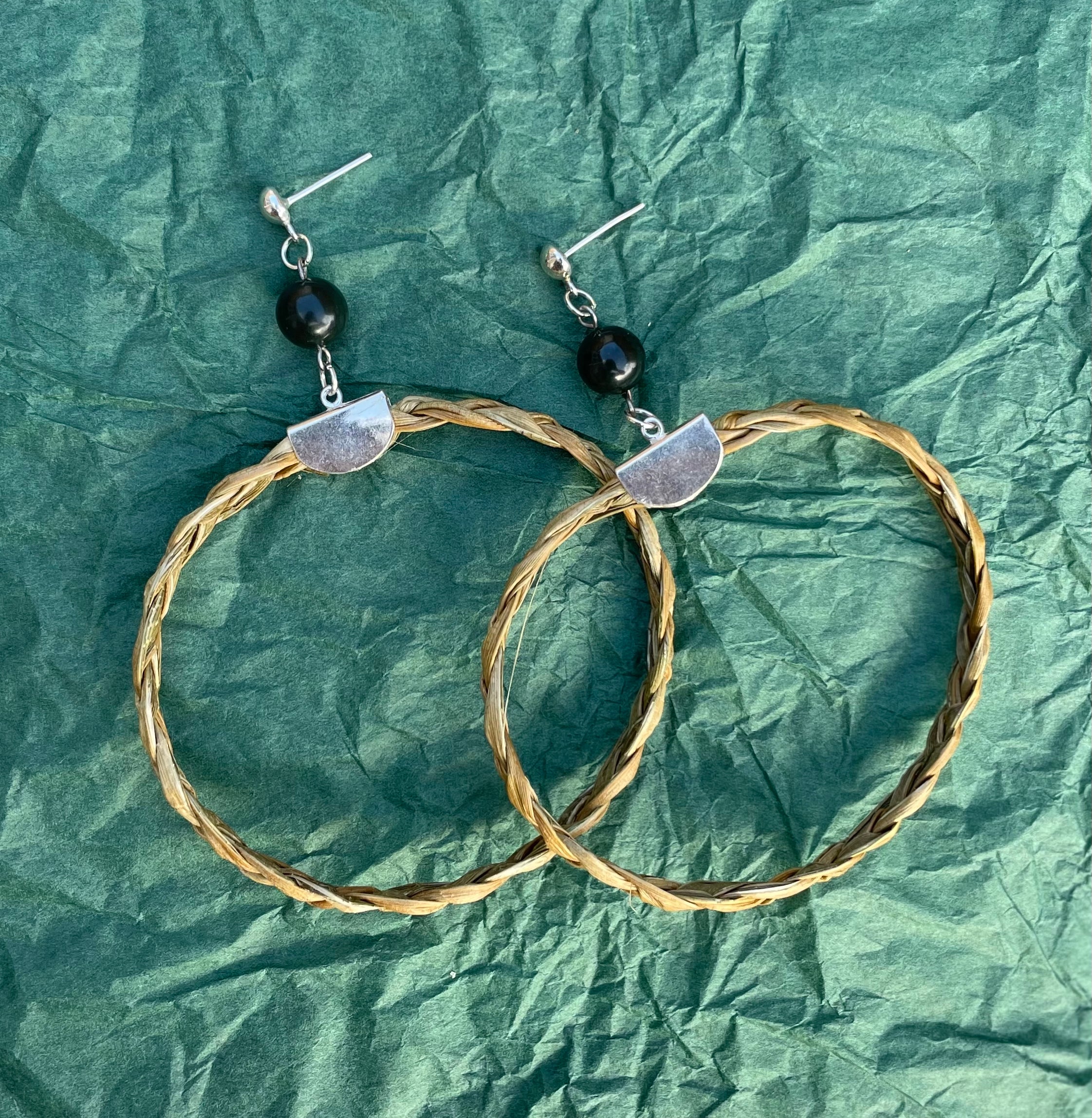 Pounamu Ahi Hoops (studs) by Ahi Raranga