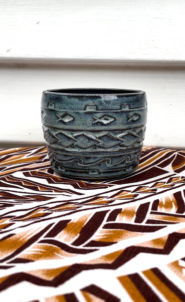 Hand Carved Ceramic Tatau Cup - 420ml (40) by MASINA CREATIVE