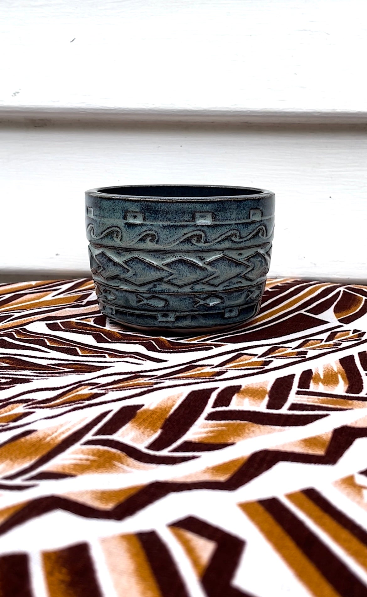 Hand Carved Ceramic Tatau Cup - 300ml (41) by MASINA CREATIVE