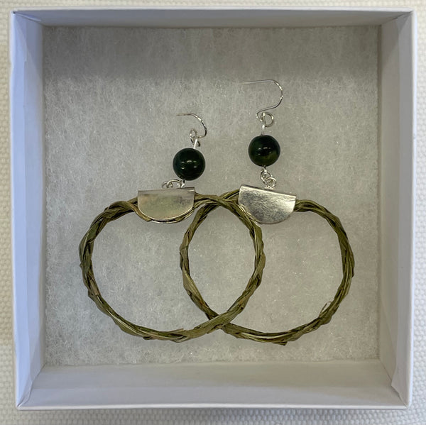 Pounamu Ahi Hoops, silver plated hooks by Ahi Raranga