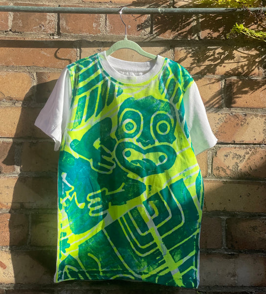 Hand-printed T-Shirt (Tamariki) Size 7 by Numa Mackenzie