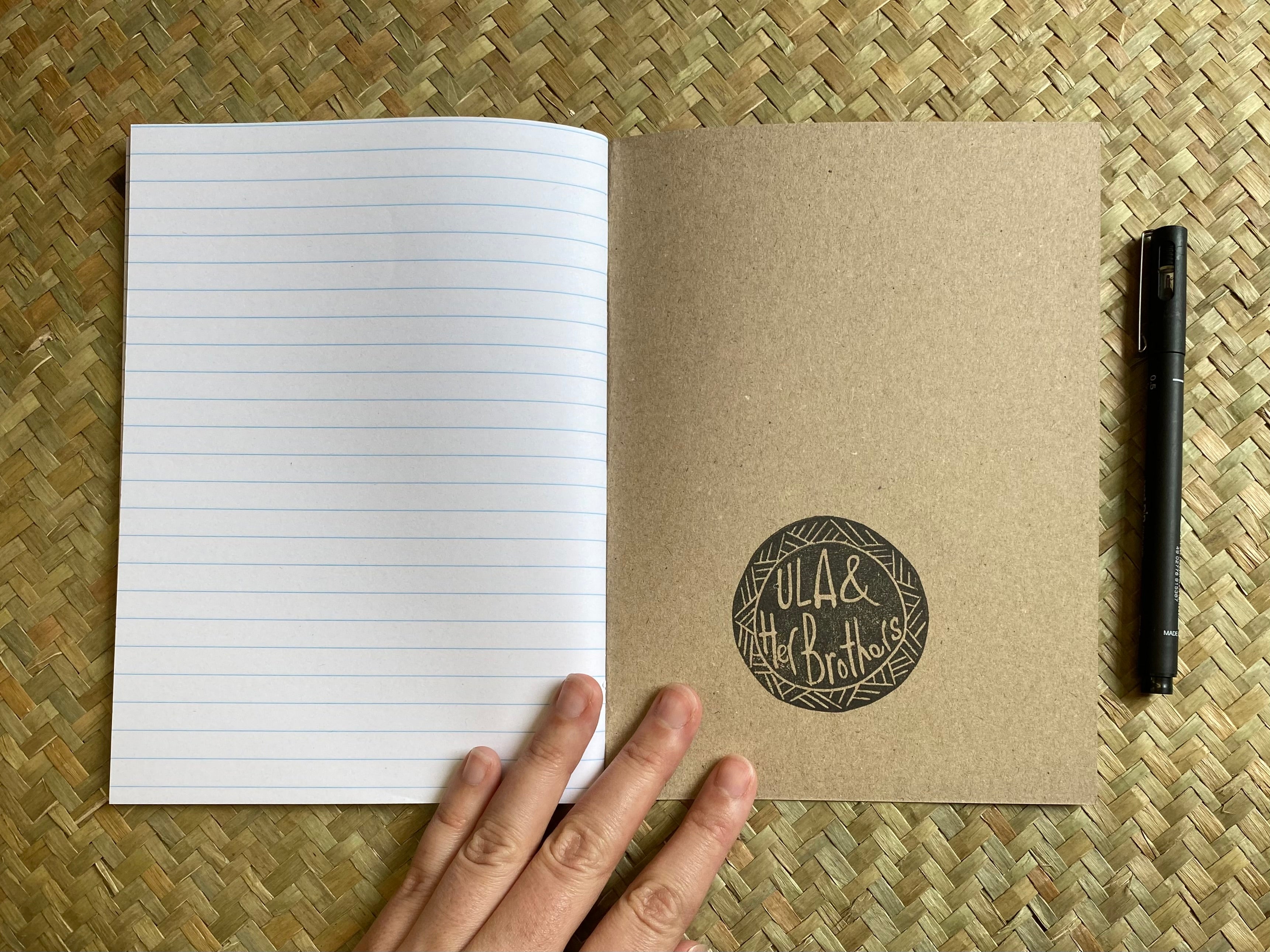 Pasifika Design A5 Handmade & Handprinted Lined Notebook by Ula&HerBrothers