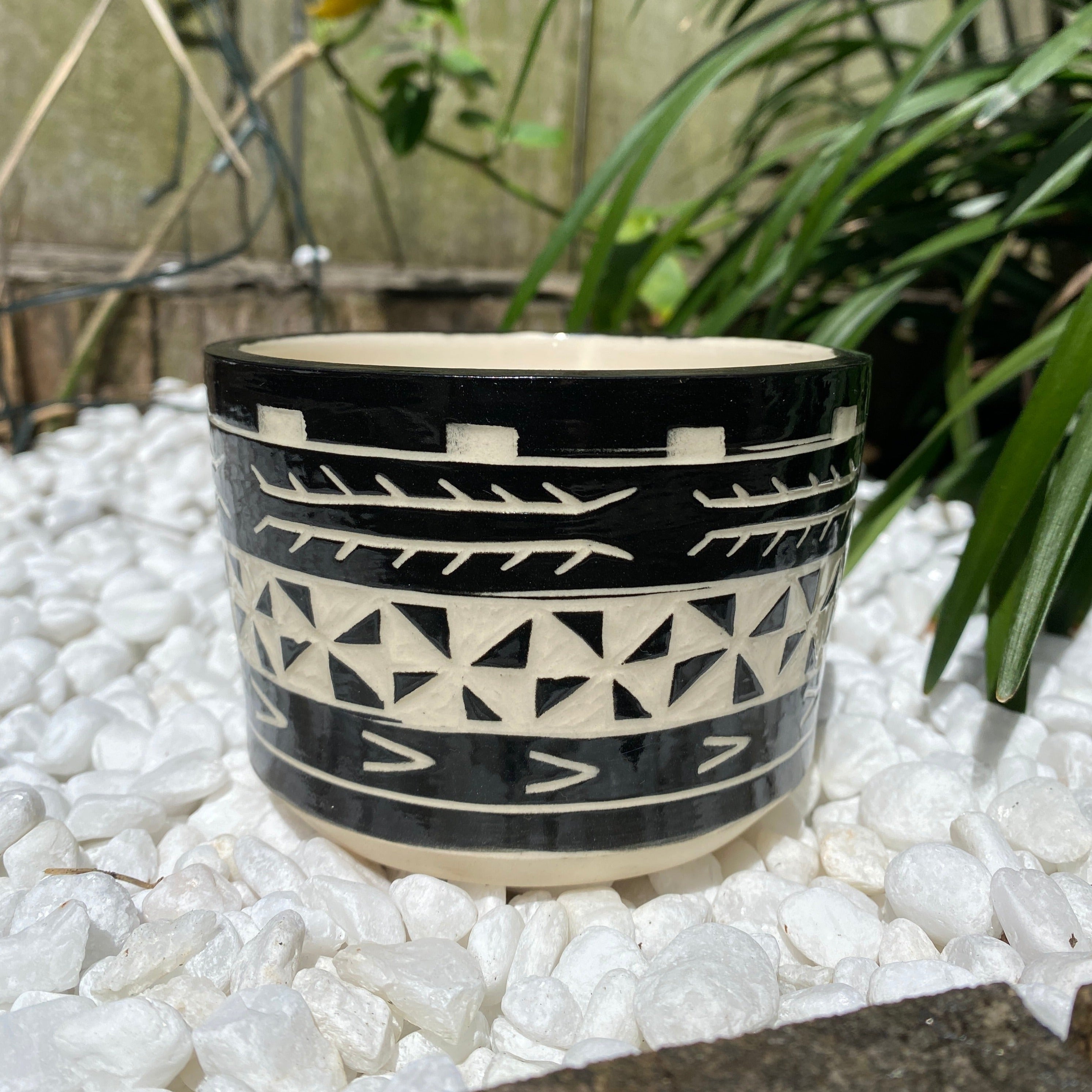 Sgrafitto Carved Ceramic Tatau Cup - 400ml (52) by MASINA CREATIVE