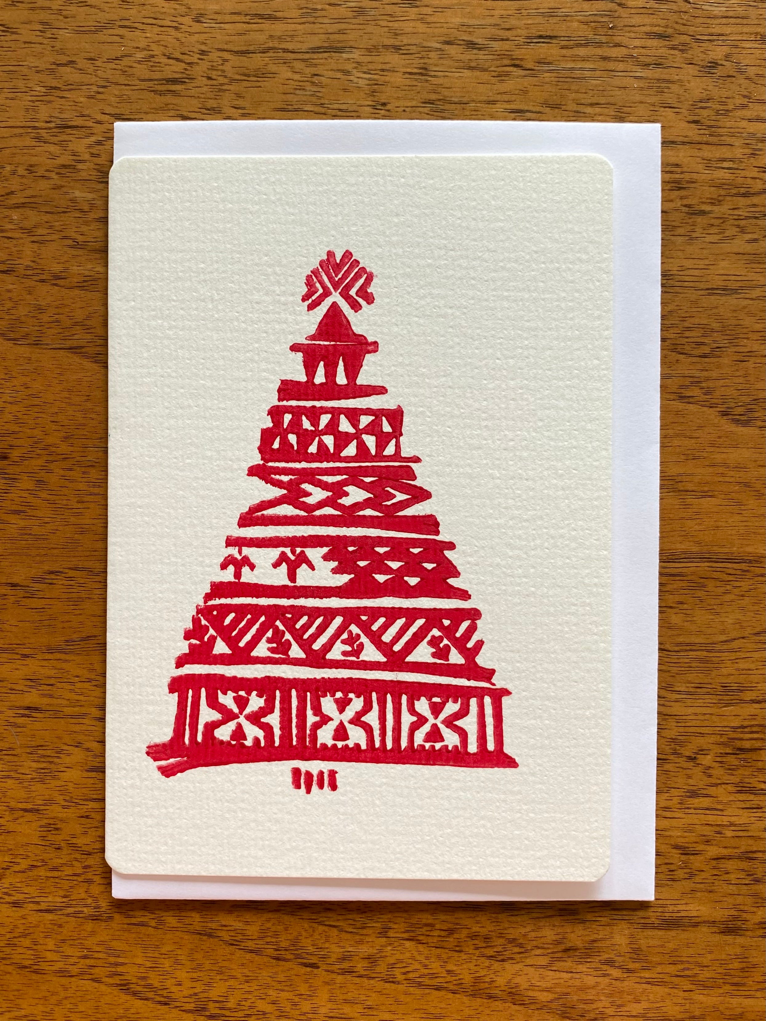 Pacific Xmas Tree Handmade & Handprinted Card by Ula&HerBrothers