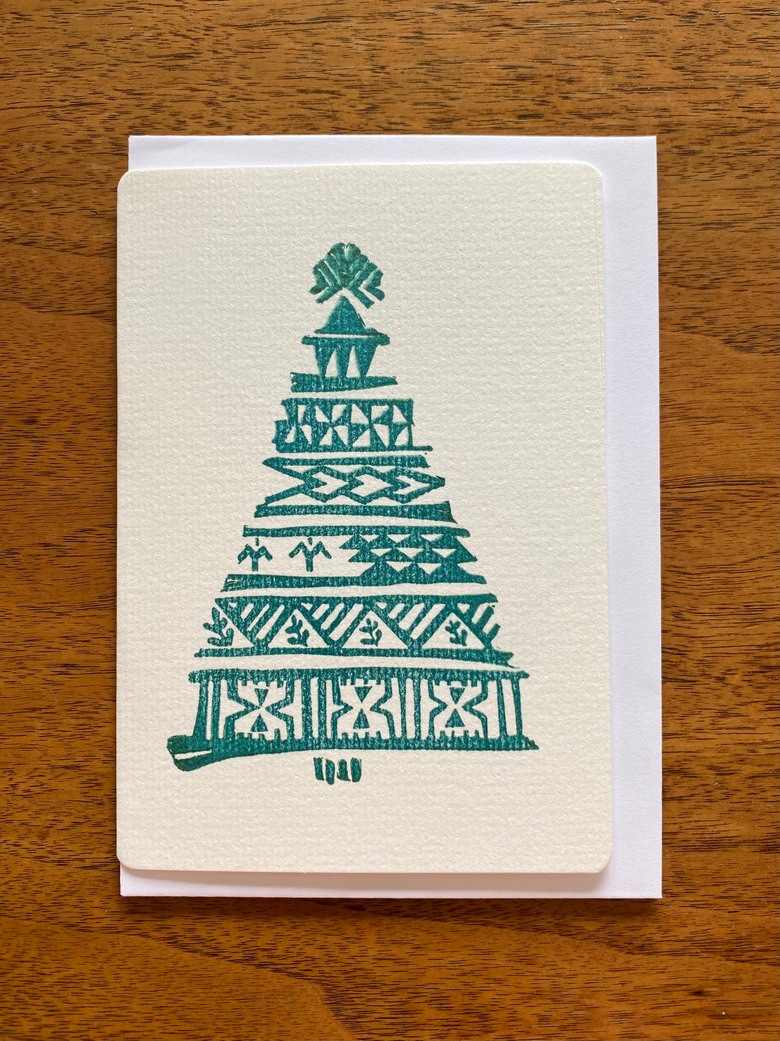 Pacific Xmas Tree Handmade & Handprinted Card by Ula&HerBrothers