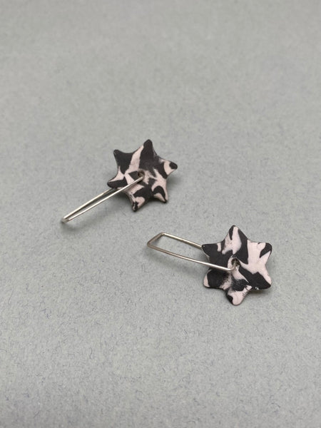 Nerikomi Earrings Black/White Star Drops by Avara Studio